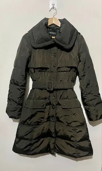 Max & Co. 블랙 브라운 롱 다운 자켓 벨트 포함
