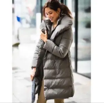 택 포함 새상품 PLST 플라스테 2WAY 넥 롱 다운 코트 그레이 S