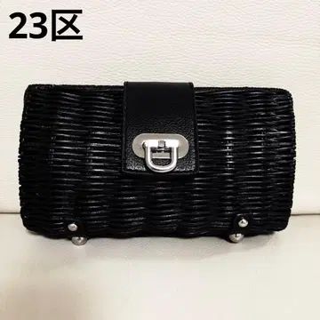 [컨디션 최상] 23구 블랙 라탄 클러치백 체인 포함