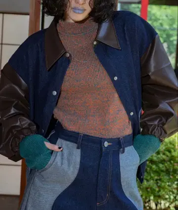 VACANCY 데님 도킹 가죽 자켓