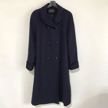 레리안 롱 코트 캐시미어 100% 블랙에 가까운 다크 네이비 DMW