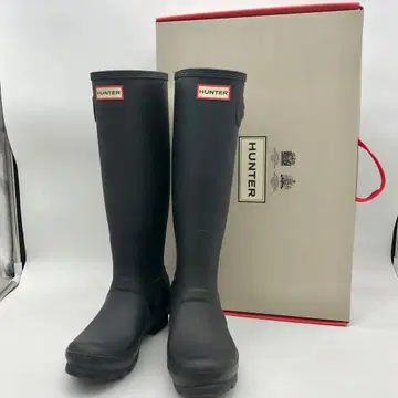 HUNTER 여성용 오리지널 톨 레인부츠 블랙