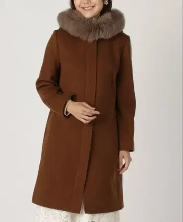 Swingle 퍼 포함 롱 코트 브라운 지퍼 후드 코트