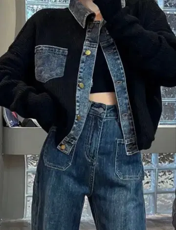 데님 가디건 블랙 사이즈 M