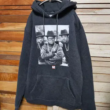 RUN DMC 후드티 스타일 포토 프린트 랩 래퍼 L