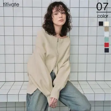 titivate 더블 지퍼 오버 사이즈 니트 풀오버 니트 S
