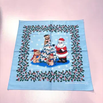 NOS 80s 빈티지 반다나 크리스마스 USA제