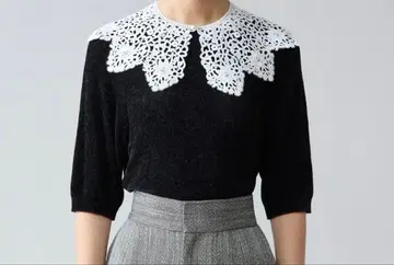 TIARA 레이스 옷깃 몰 니트