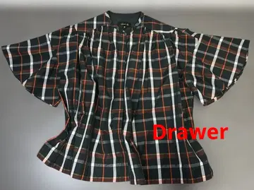 새상품급 드로어 Drawer 마드라스 체크 블라우스 크루넥 올 패턴
