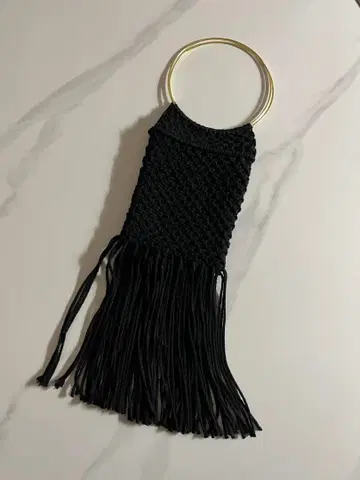 마크라메 뜨기 블랙 핸드백