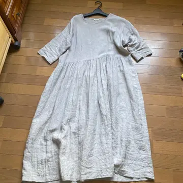 린넨 원피스 옅은 그레이, 프리 사이즈