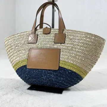 새상품급 ETRO 바스켓백 스트로 바이컬러 라피아 현행