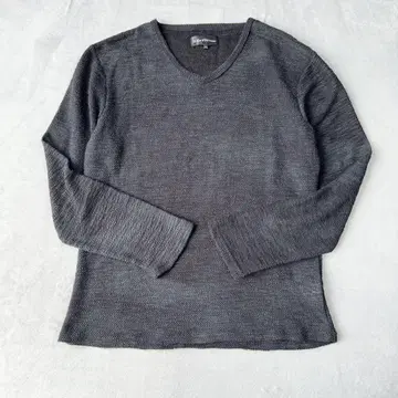 인디아틱 남성용 V넥 긴팔 티셔츠 얇은 소재 심플 무지 블랙 LL