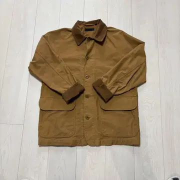 브라운 코튼 자켓 코듀로이 카라 부착