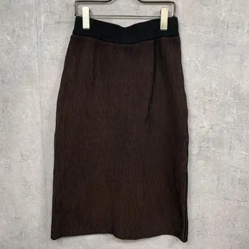 nano base 롱 스커트 리브 니트 Free 브라운 무지