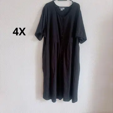 블랙 셔츠 원피스 반팔 [ 4X ]