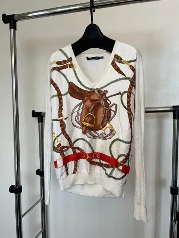 폴로 랄프 로렌 마구 프린트 V넥 긴팔 스웨터 겨울