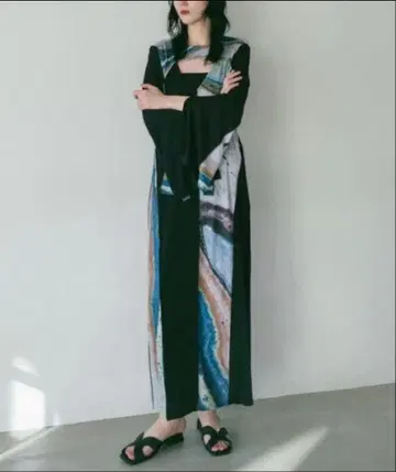 sahara 아트 프린트 레이어드 드레스