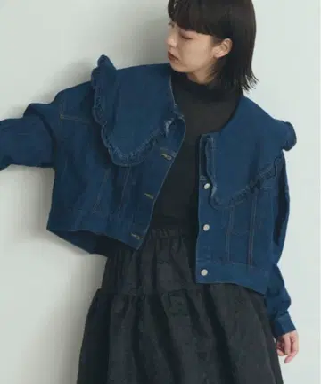 파라비온 프릴 빅 칼라 데님 자켓/G