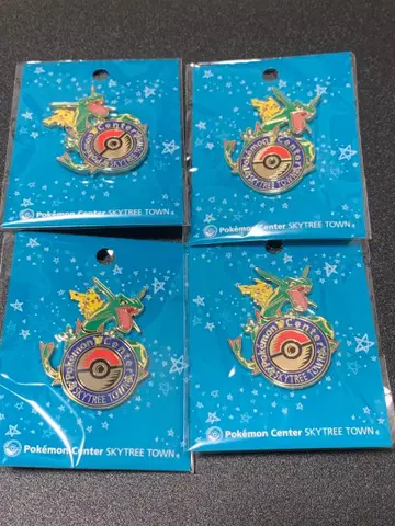 포켓몬 센터 스카이트리타운 핀 배지 로고핀즈 레쿠자 4개