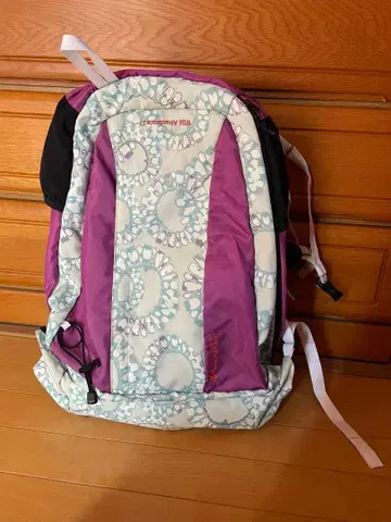 꽃무늬 나일론 백팩 중형 보라색과 스카이블루