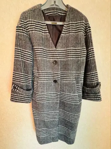 ViS 체크 무늬 롱 코트 M