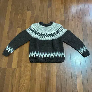 KHWOPA SPIRIT 울 100% 핸드 니트 노르딕 스웨터