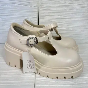 axes femme POETIQUE 통굽 T자 스트랩 슈즈 아이보리 S