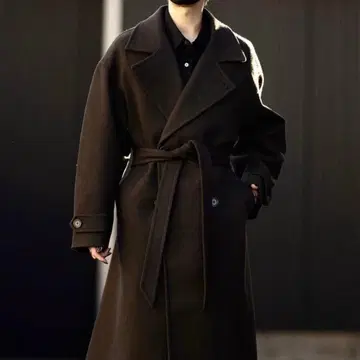 CLEL 테크 멜톤 루즈 더블 체스터 코트 XS 다크 브라운