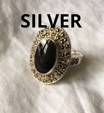 빈티지 오닉스 마카사이트 실버 반지 SILVER
