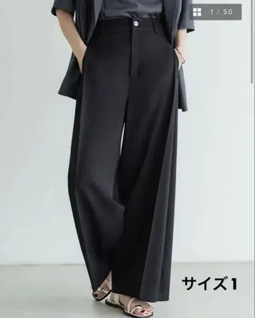 크루레 crewre 사이드 턱 슬라브 와이드 팬츠 블랙 사이즈 1