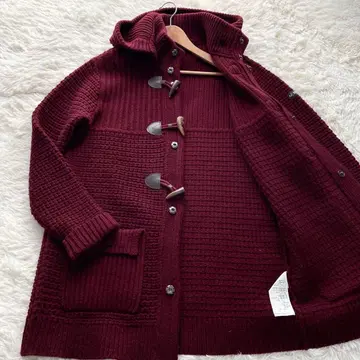 컨디션 최상 아르마니 더플 코트 와플 니트 와인 레드 XL