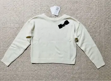 [ 미사용 ] 아베닐 에투알 울 캐시미어 긴팔 니트 블랙 리본 포함