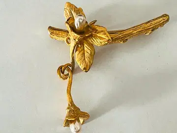 MARIA PIA DE LA FELD 골드 펄 진주 브로치 빈티지