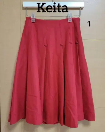 클리닝 완료 [Keita] 1 주홍색 변형 플리츠 스커트 버튼