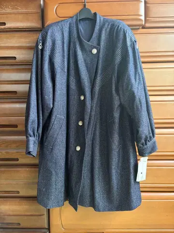 데님풍 울 실크 코트 프리 사이즈 미사용 새상품 택 포함 레트로