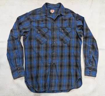 Sugar Cane 파랑 블랙 체크 플란넬 셔츠 M