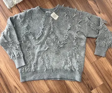 [ 새상품 ] Niko AND - 프린지 니트 스웨터 L 그레이