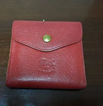 가죽 접이식 지갑 빨간색