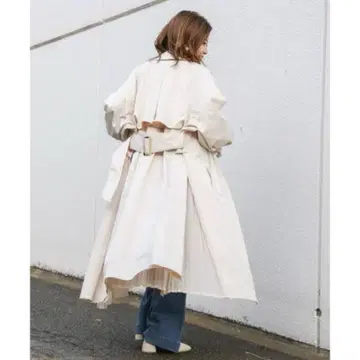 F 베이지 트렌치코트 허리 벨트 포함