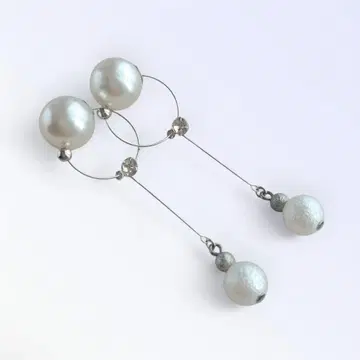 사토식 이어커프 (뷰티 커프) 실버 라인 x 코튼 펄 귀걸이