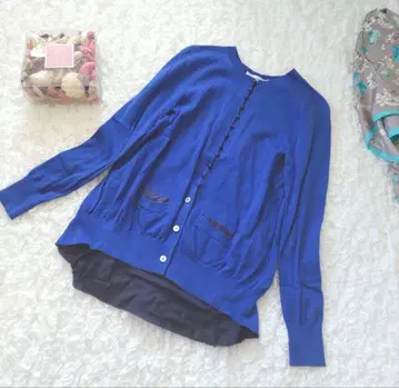 sacai luck 사카이 럭 변형 가디건 새틴 블루 사이즈 2