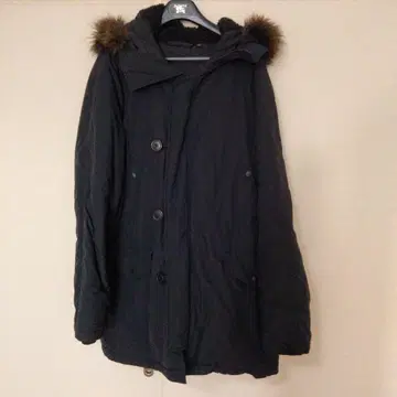 유니클로 블랙 퍼 모즈 코트 L