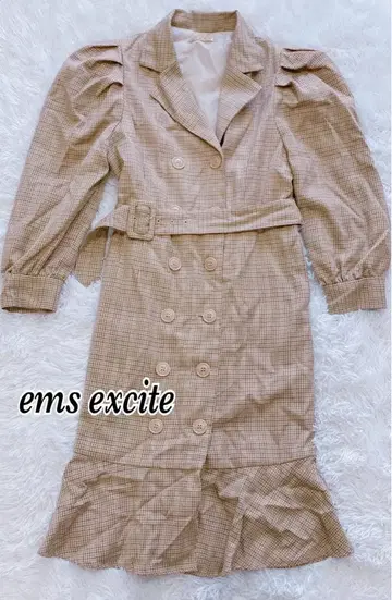 엠즈 엑사이트 새상품급 체크 무늬 트렌치 원피스 가을/겨울 인기