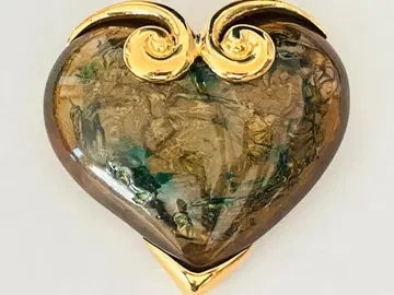 이탈리아제 골드 x 유리풍 마블 빅 사이즈 브로치 빈티지