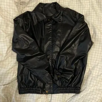 페이크 레더 자켓 블랙