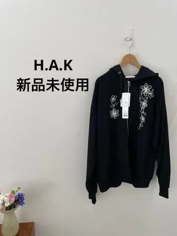 블랙 꽃무늬 자수 집업 후디