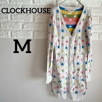 [ CLOCKHOUSE ] M 긴팔 롱 가디건 컬러풀 별 패턴 포켓 부착