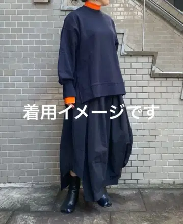 nagonstans 레이어드 넥 풀오버 M 네이비/오렌지