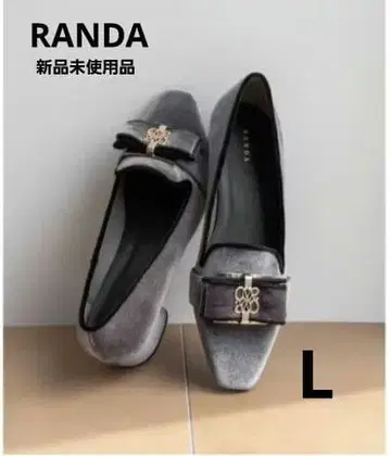 RANDA 모노그램 리본 벨로아 로퍼 그레이 L